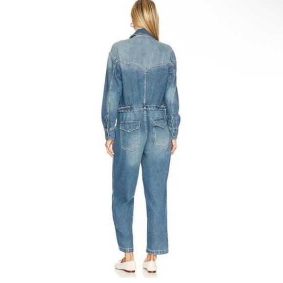 Free People NWT Townes Denim jumpsuit in High Noon size XS - Picture 2 of 11